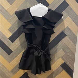 GB Girls Black Ruffle Dress with Tie Belt